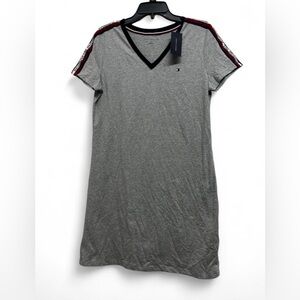 Tommy Hilfiger Gray V-Neck dress with Navy Trim